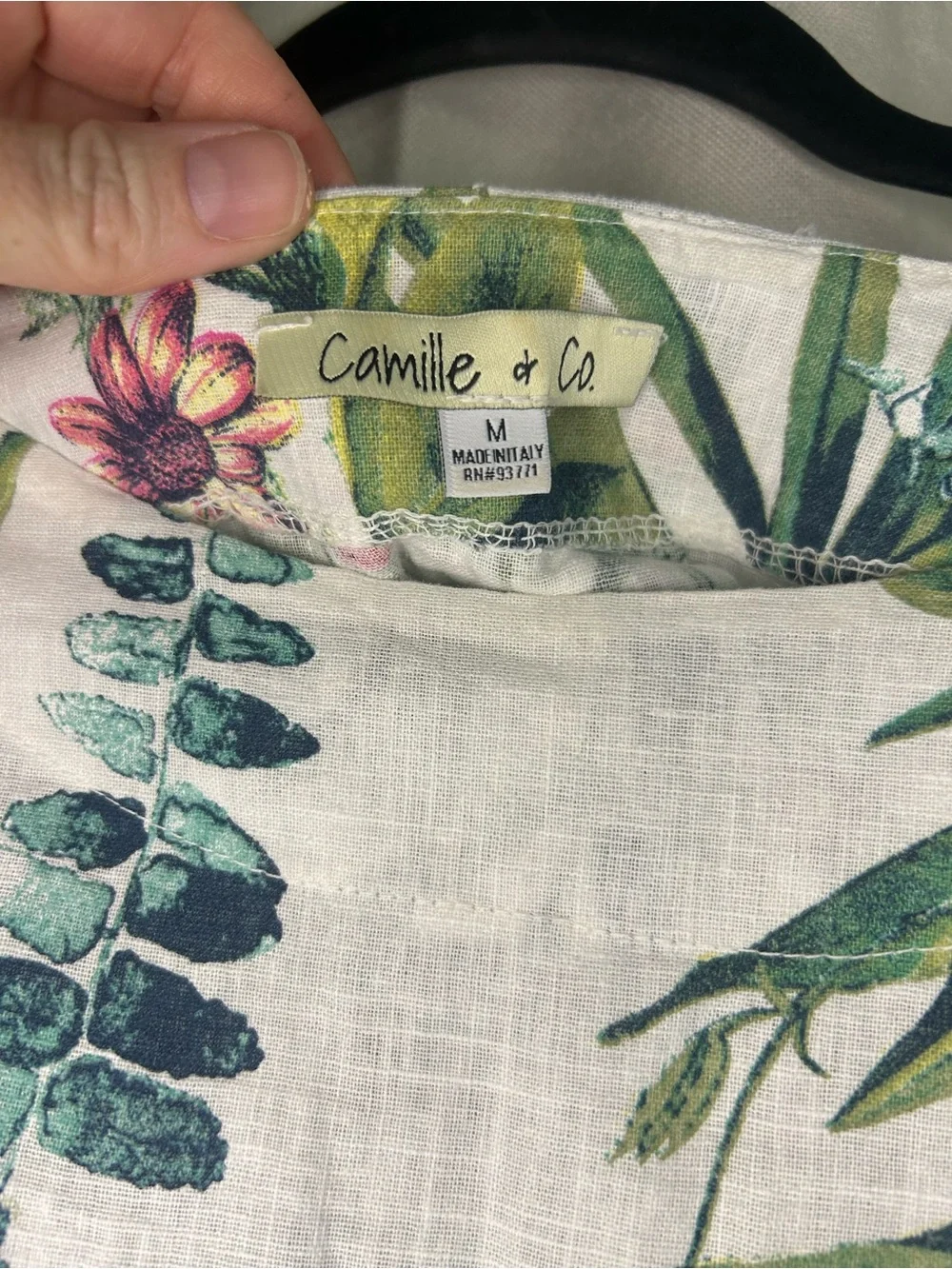 Camille & Co White Green Linen Coastal Beach Top Blouse Lagenlook Oversized - Picture 4 of 6